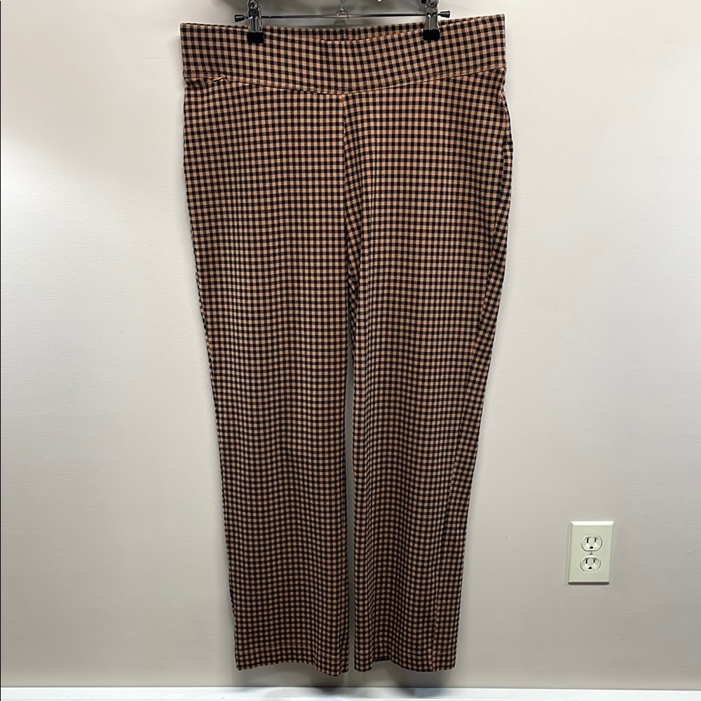 Lands’ End Starfish Straight Leg Pants Brown Black Small Checked 1X